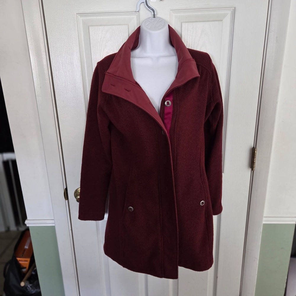 Kuhl Women S‎ Savina Burgundy Fleece Jacket Coat Alska Long Gorpcore Hiking Fall